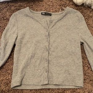 long sleeve grey button sweater